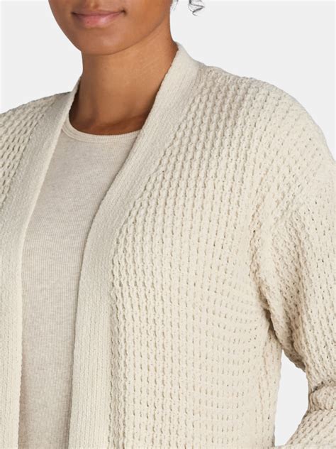 Time and Tru Women's Chenille Cardigan Sweater, Midweight, Sizes XS ...