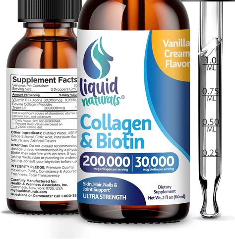 Liquid Collagen and Biotin, 2 Fl. Oz, Ultra-Strength Collagen Supplements for Women, Keto ...
