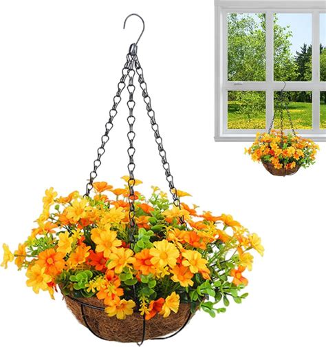 Amazon.com: Hangable Flower Baskets for Outside | Artificial Hanging ...
