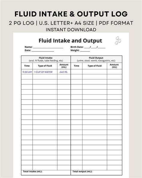 Intake And Output Chart Printable | Fanny Printable