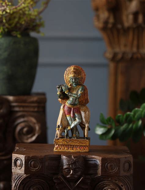 Wooden Whisper - Krishna Carved Rustic Finish – Revive Home