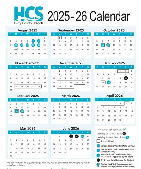 Horry County School Calendar 2025-2026 - My School District Calendar