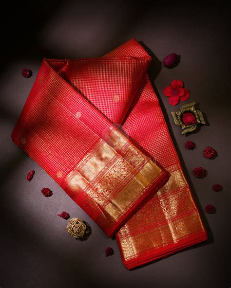 Brick Red and Green Kanjivaram silk Saree - S920 – Pashudh Sarees