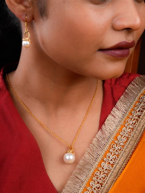 Golden CZ Pearl Jewelry Set | Totapari Collection