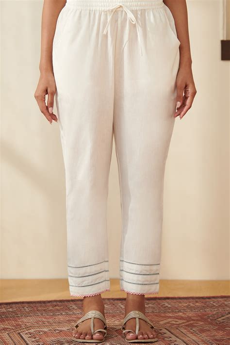 Shop Mehraab Rumeha Off White Narrow Pants for Women | Farida Gupta ...