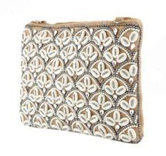 Handmade White Beaded And Heavy Shell Bag