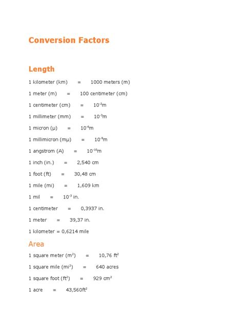 Image result for Length Conversion Factors