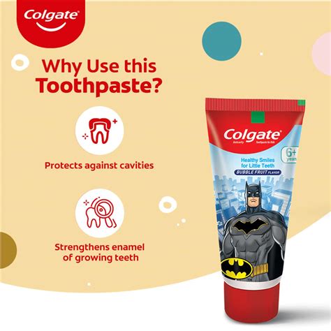 Buy COLGATE ANTICAVITY KIDS BATMAN BUBBLE FRUIT TOOTHPASTE (6+ YEARS ...