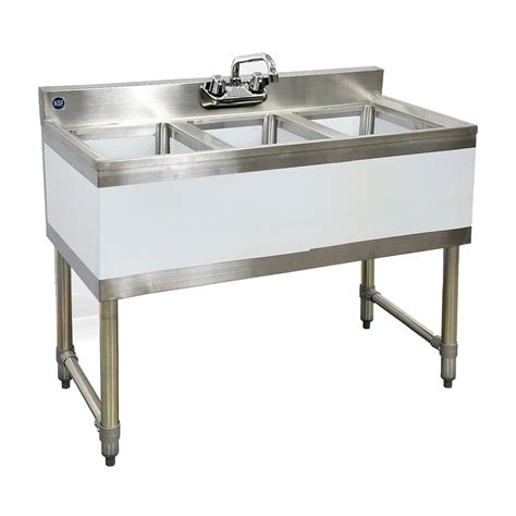 38 in. Commercial Three Compartment Bar Sink with Faucet 38''x18.6''x32 ...