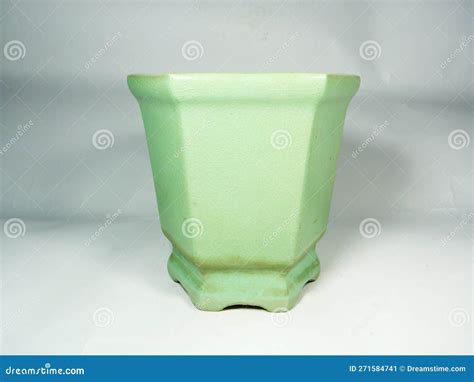 Antique Asian Flower Pots in Various Colors. Texture Isolated on White ...
