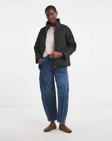 Khaki Leopard Funnel Neck Quilt Jacket | Ambrose Wilson