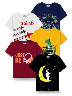Buy Kuchipoo Boys Regular Fit Half Sleeves T-Shirt (Pack of 5) (11-12 ...