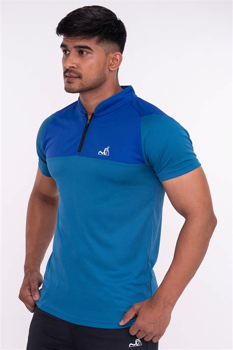 Stand Neck Semi Collar T-Shirts Firozi Royal Blue – Cruisemax Sports