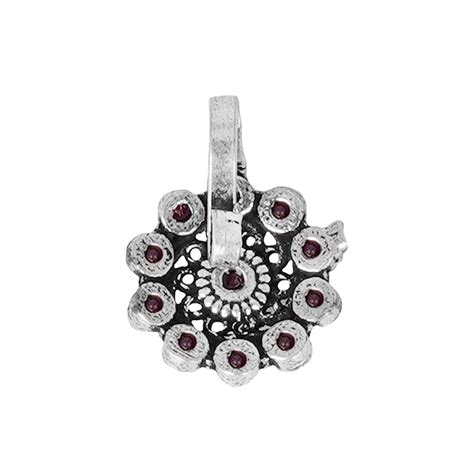 Buy Teejh Ethnic Red Stone Nose Pin Online for Women