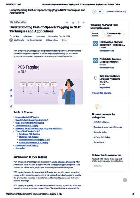 POS Tagging - Yes - Computer Engineering - Studocu
