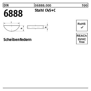 DIN 6888 Scheibenfedern, C45K 2 x 3,7