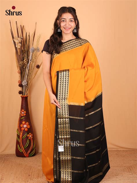 Mustard & Black- Mysore Silk Saree