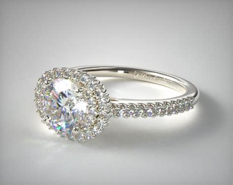 14K White Gold East West Oval Halo Engagement Ring-17537w14