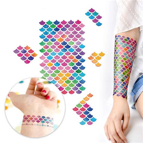 Buy Kreatwow Mermaid Scale Temporary Tattoos for Under The Sea Birthday ...