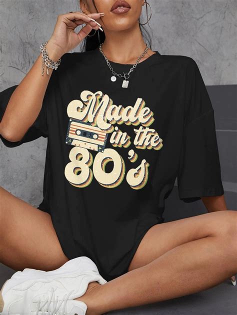 SHEIN EZwear Letter Graphic Drop Shoulder Oversized Tee | SHEIN USA