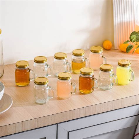 Glass Mini Mason Jar Mug With Lid Set Of 10 110ml Online - Premium ...