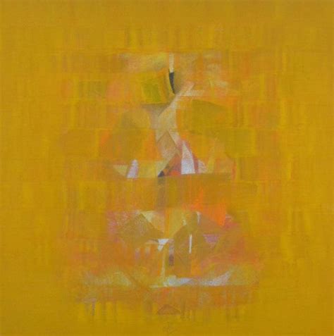 "Search Of Eternity 37": Yellow Orange Oil Painting by Raghu Neware ...