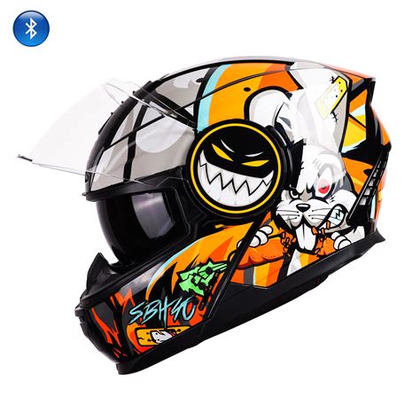 Steelbird Crazy Doe Bluetooth Full Face ISI Certified Graphic Helmet f ...