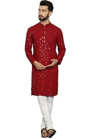 Buy SOJANYA (Since 1958: Men's Geometric Embroidered Sequence Maroon ...