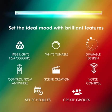 Wipro Next 20 W Wi-Fi CCT + RGB LED Batten with Voice & App Control ...
