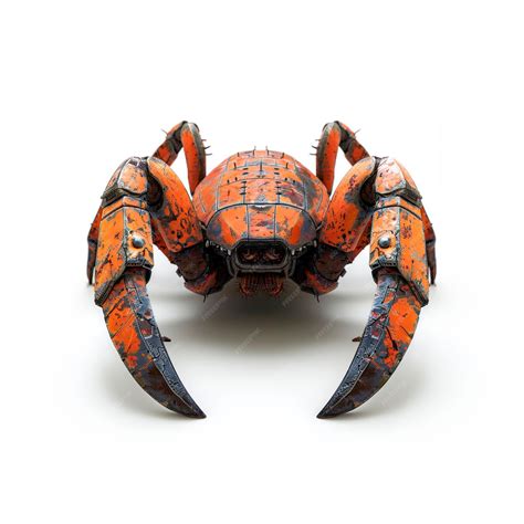 Premium Photo | Orange and Black Spider With Claws on White Background