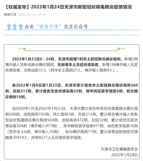 天津市新增1例本土新冠肺炎确诊病例