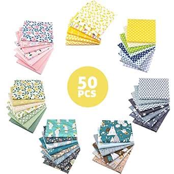 Aubliss 50pcs Quilting Cotton Craft Fabric Bundle (100% Cotton - 9.8in ...