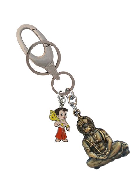 ISK Metal Metallic Hanuman Ji With Chota Bheem Locking Lock Key chain ...