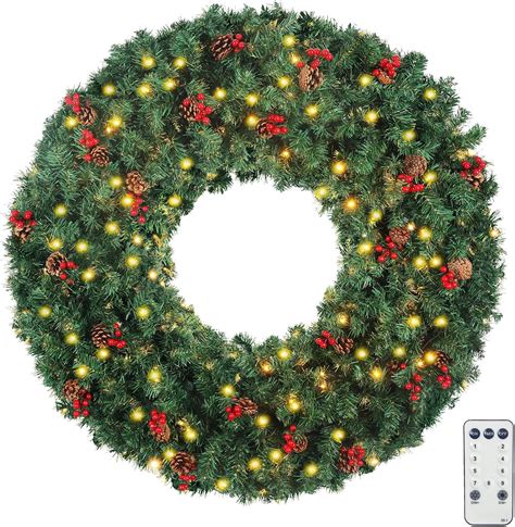 Amazon.com: 48 Inch 4 FT Large Christmas Wreath - DECORKEY Pre-lit Plug ...