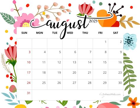 Free Printable August Calendar 2025 | Calendar Printable