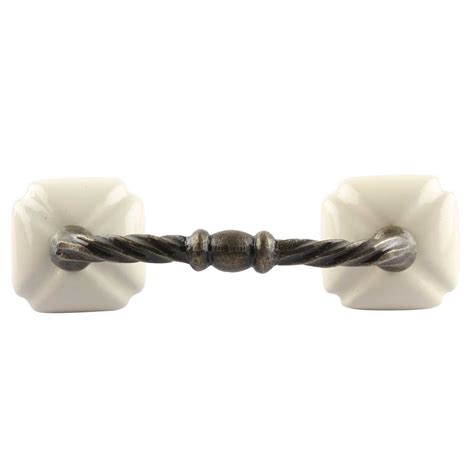Cream Square Ceramic Cut Bridge Handle