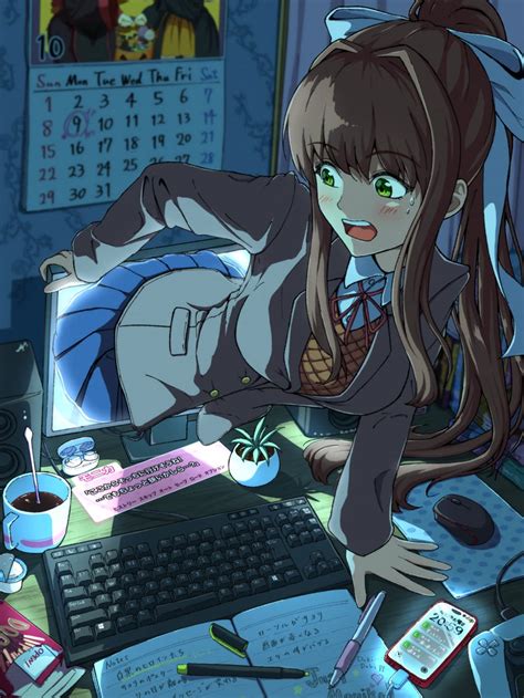 monika (doki doki literature club) drawn by ranmaru_(jackpot_1123 ...