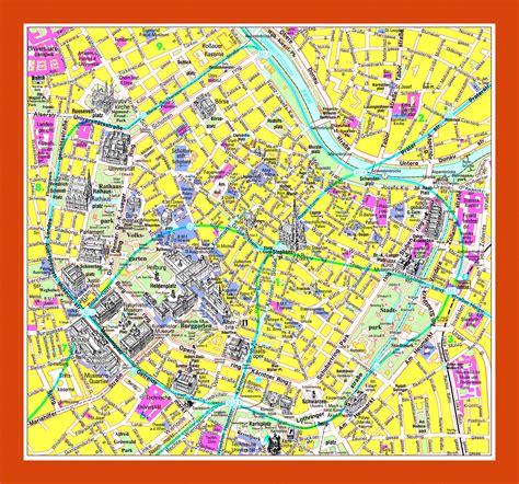 Tourist map of Vienna city center | Maps of Vienna | Maps of Austria | Maps of Europe | GIF map ...