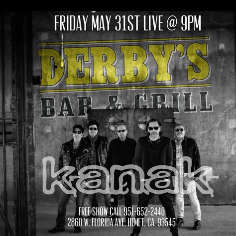 Jersey comes to HEMET performing Live KANAK, Derby's Bar & Grill, Hemet ...