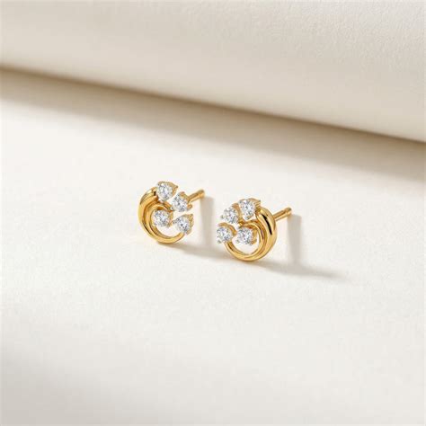 Orbit Cut Dome 9KT Gold Laboratory Grown Diamond Stud Earring – PALMONAS