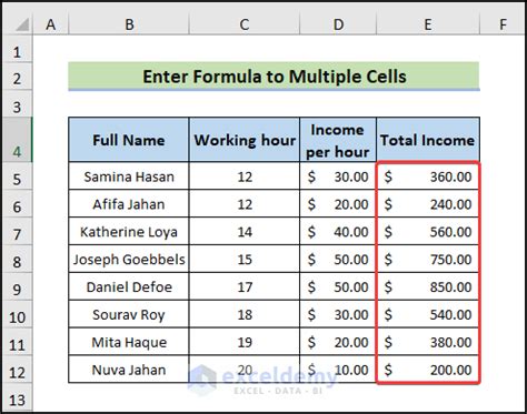 Image result for Excel Repeat Formula Column