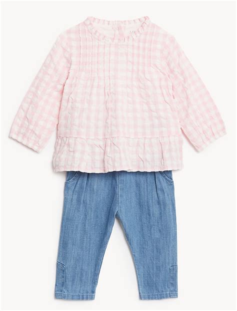 Buy 2pk Pure Cotton Checked Outfit at Marks & Spencer