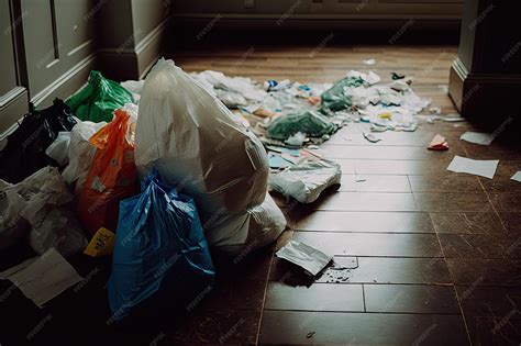 Premium Photo | Overflowing garbage in form of plastic bags and paper ...