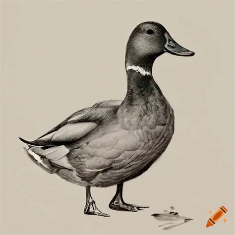 Realistic pencil drawing of a duck on Craiyon