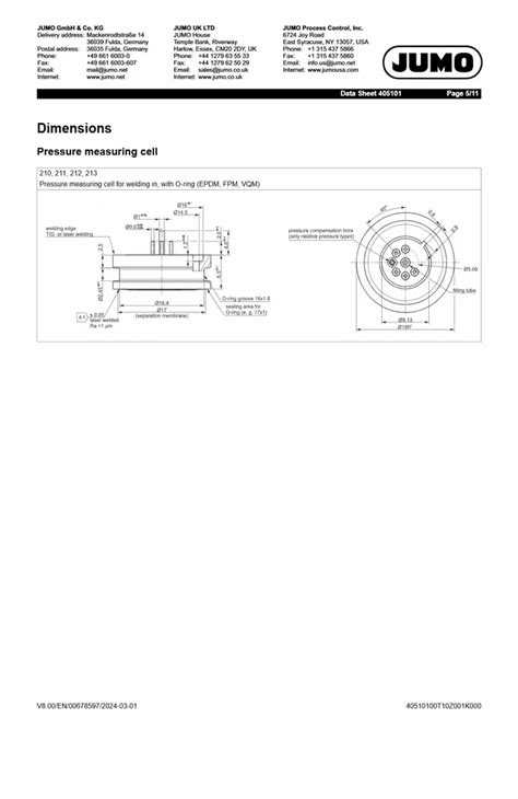 Pressure Transmitter - JUMO TAROS S47 P Precision pressure transmitter ...