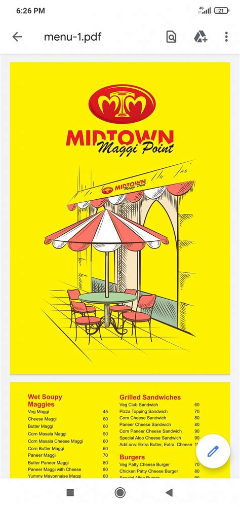 Menu at Mid town Chinese, Hyderabad