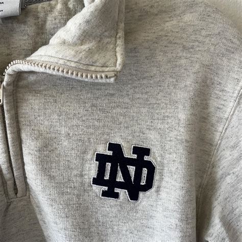White gray Champion Notre Dame quarter zip... | Depop