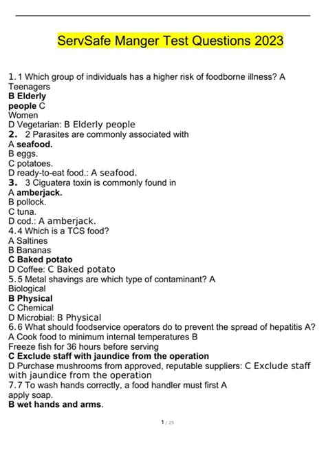 Servsafe Manager 2024 Exam Questions and Answers with complete solution ...
