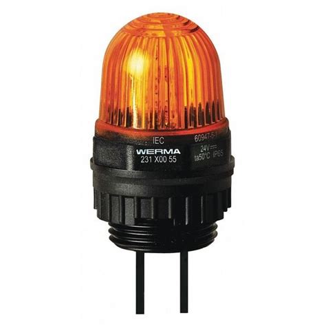 Werma Warning Light, Yellow, LED, 24V DC, Not Applicable FPM, 1 1/8 in ...