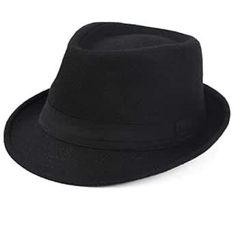 Melesh Unisex Classic Trilby Fedora Hat (Black) : Amazon.in: Sports ...
